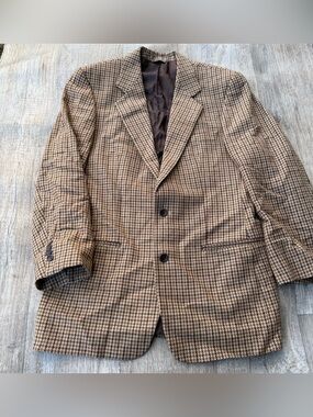 Banana Republic Mens Tan Brown Houndstooth Two-Button Blazer Size 40R